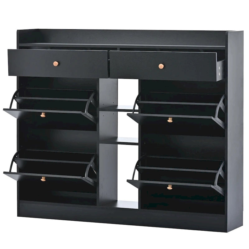 Multifunktionaler Schuhschrank mit 2 Ebenen und Schubladen