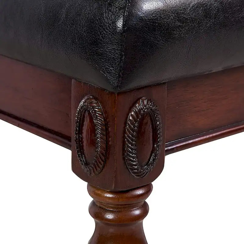 Traditional Button Tufted Upholstered Entryway Bench with Turned Wood Legs