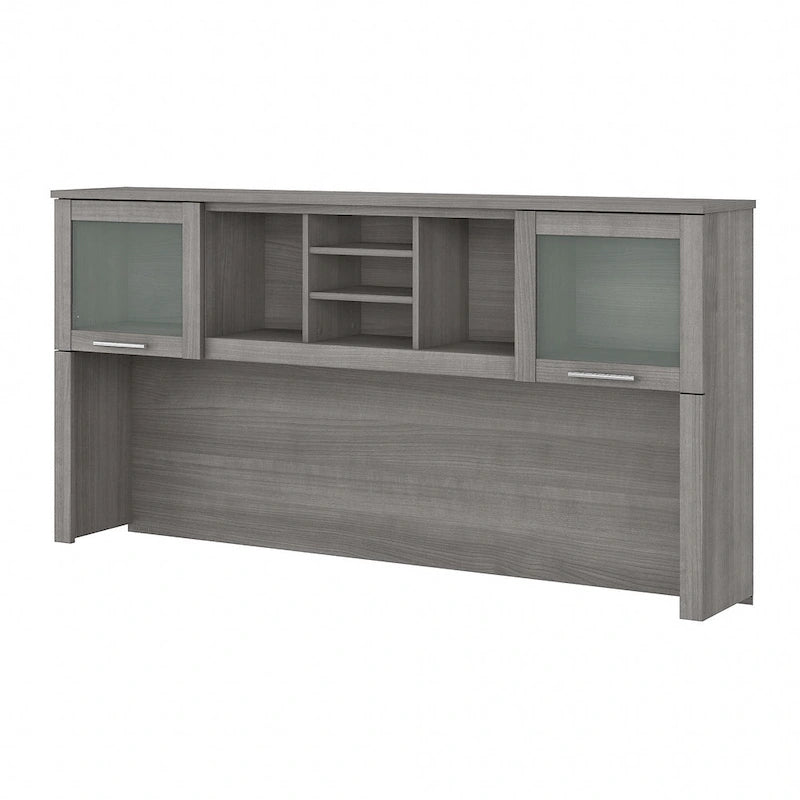 72-Inch Desk Hutch with Frosted Glass Doors