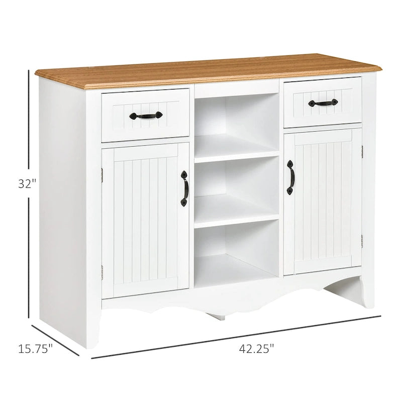 Accent Sideboard Storage Cabinet with Drawers and Adjustable Shelves