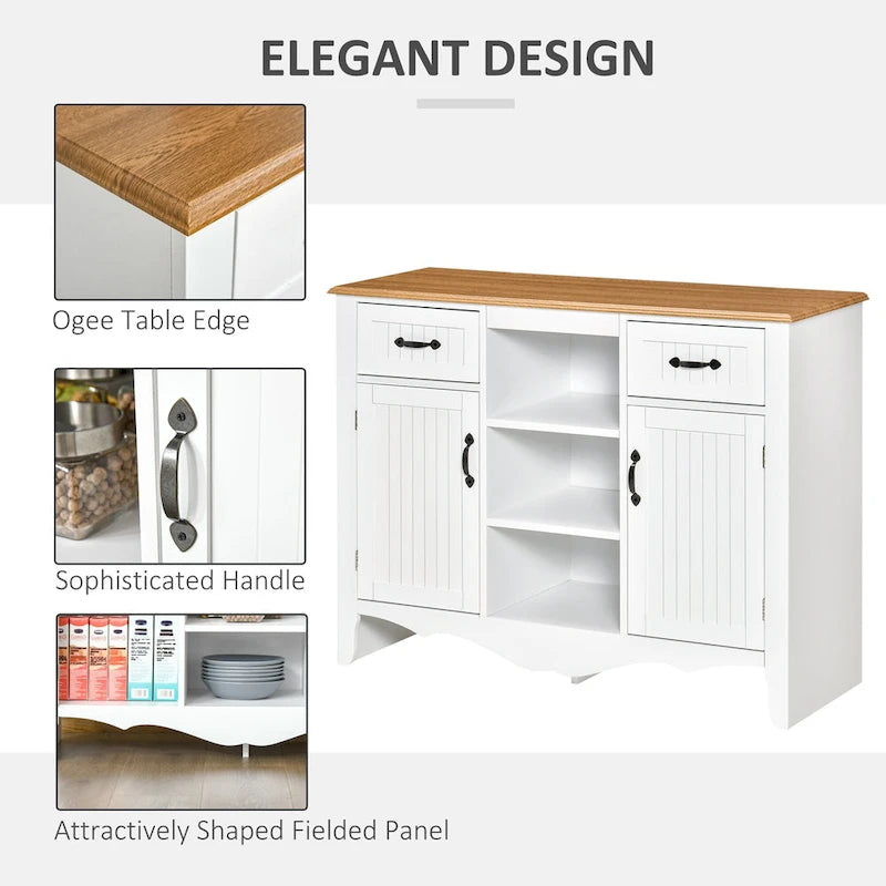 Accent Sideboard Storage Cabinet with Drawers and Adjustable Shelves