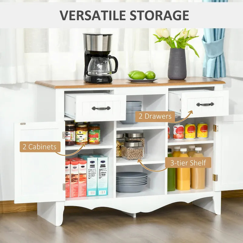 Accent Sideboard Storage Cabinet with Drawers and Adjustable Shelves