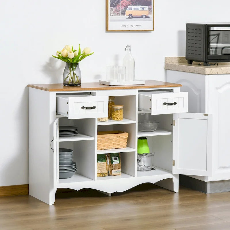 Accent Sideboard Storage Cabinet with Drawers and Adjustable Shelves