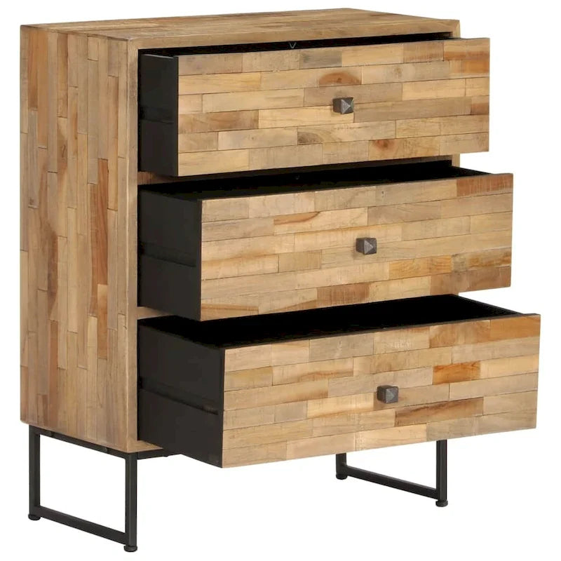 Credenza in legno di teak recuperato con tre cassetti