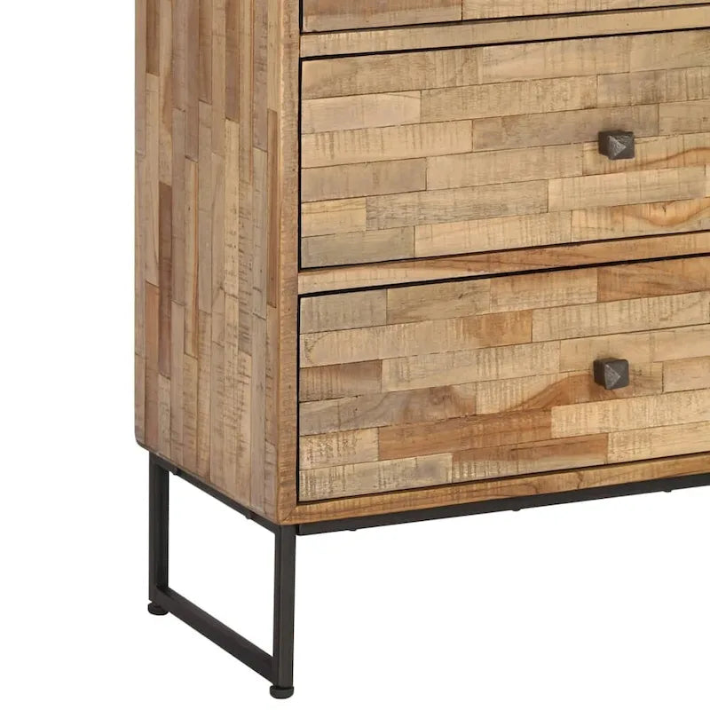 Dressoir van hergebruikt teakhout met drie laden