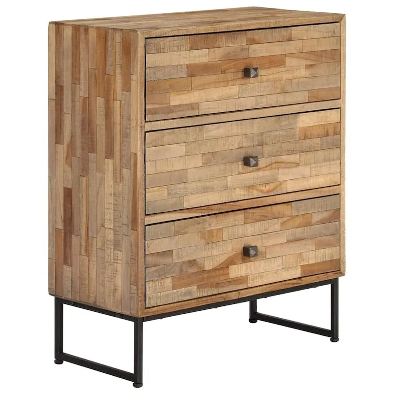 Dressoir van hergebruikt teakhout met drie laden
