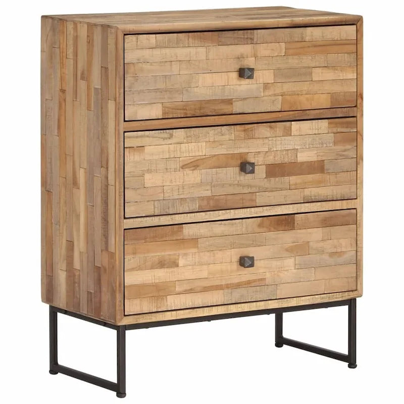 Dressoir van hergebruikt teakhout met drie laden