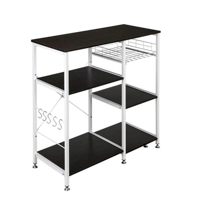 Scaffale da cucina marrone scuro a 3 ripiani con ripiano per microonde