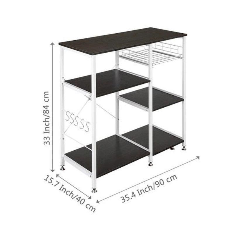 Dunkelbraunes Küchenregal mit 3 Ebenen und Mikrowellenablage