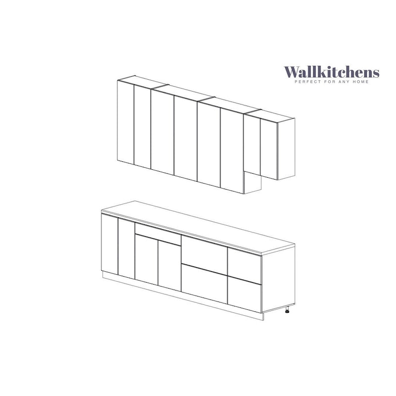Modernes Hochglanz-Küchenschrank-Set - 114 x 24 Zoll