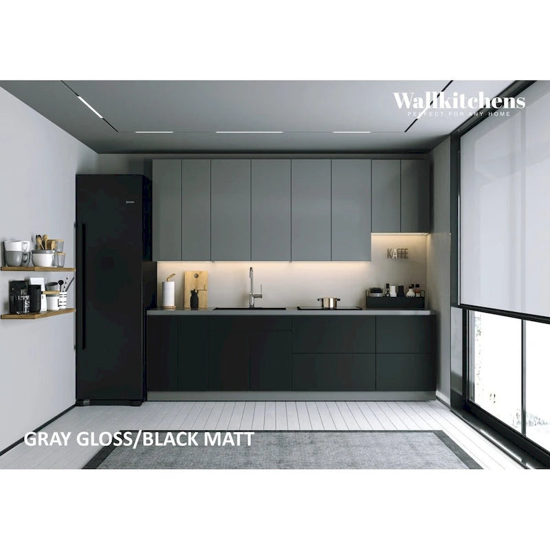 Conjunto de muebles de cocina modernos con acabado brillante - 114 x 24 pulgadas