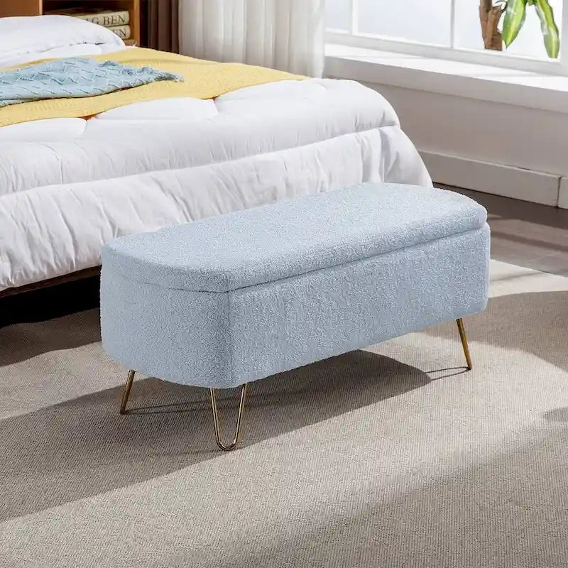 Storage Ottoman Bench with Gold Legs