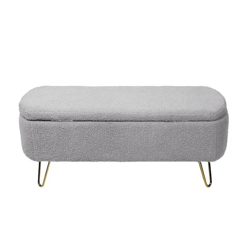 Storage Ottoman Bench with Gold Legs