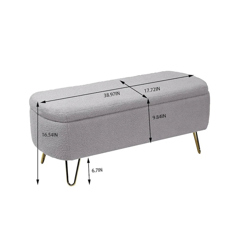 Storage Ottoman Bench with Gold Legs