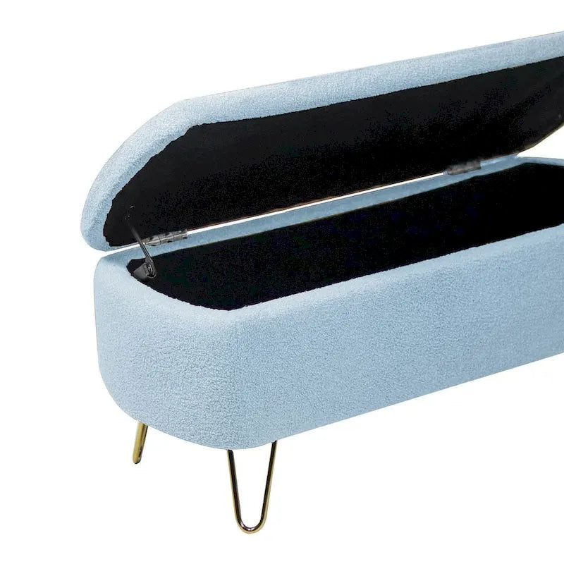 Storage Ottoman Bench with Gold Legs