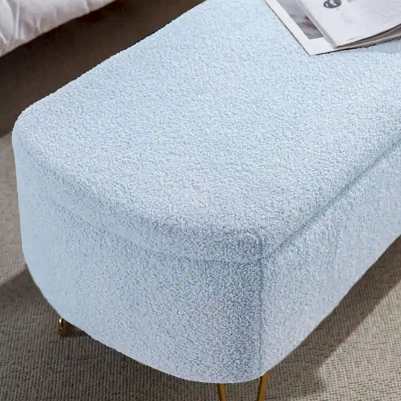 Storage Ottoman Bench with Gold Legs