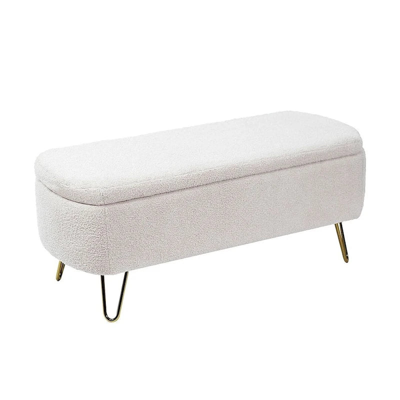 Storage Ottoman Bench with Gold Legs