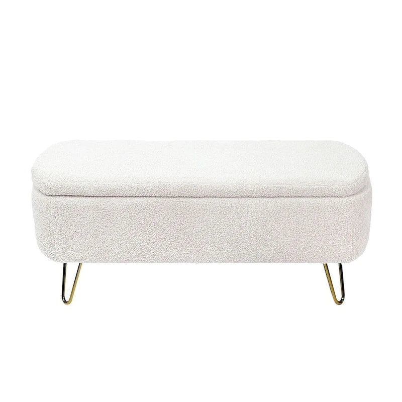 Storage Ottoman Bench with Gold Legs