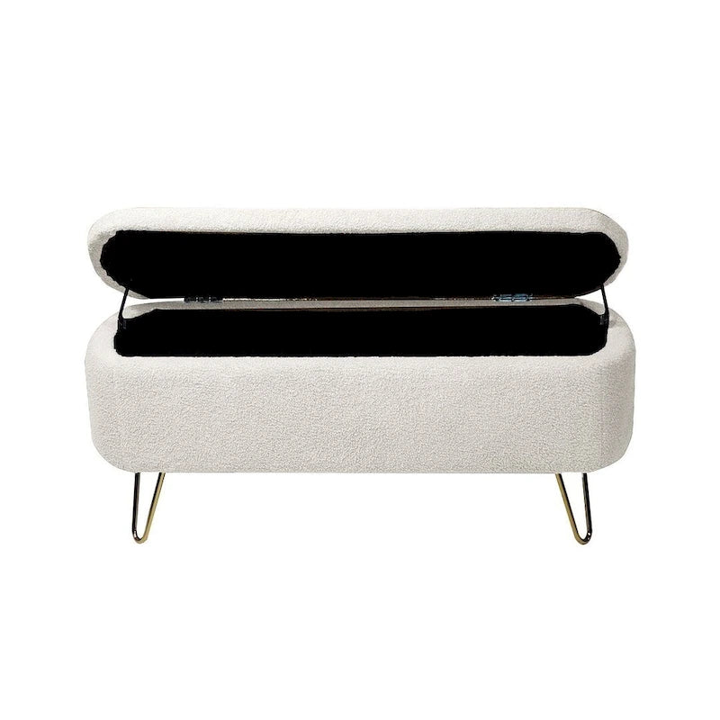 Storage Ottoman Bench with Gold Legs
