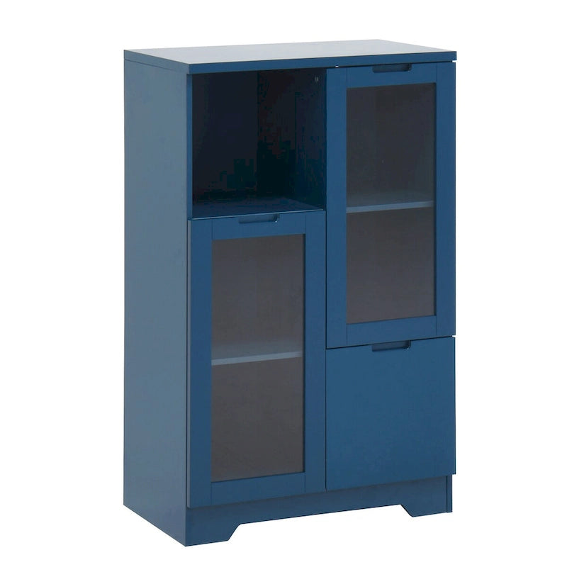 Moderne houten opbergkast met twee glazen deuren