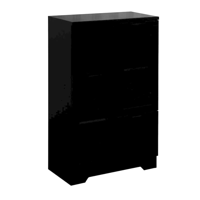 Moderne houten opbergkast met twee glazen deuren