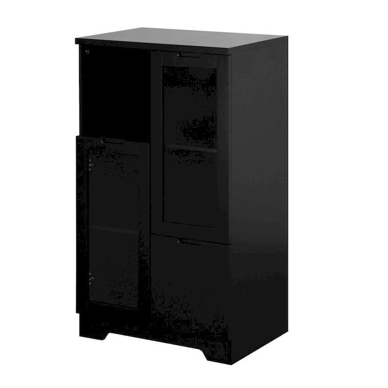 Moderne houten opbergkast met twee glazen deuren