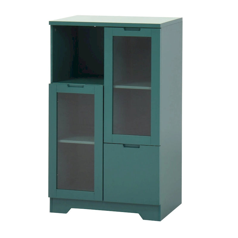 Moderne houten opbergkast met twee glazen deuren