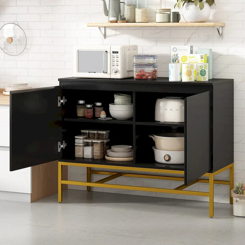 Minimalistisches Sideboard mit zwei Türen und goldenen Metallbeinen