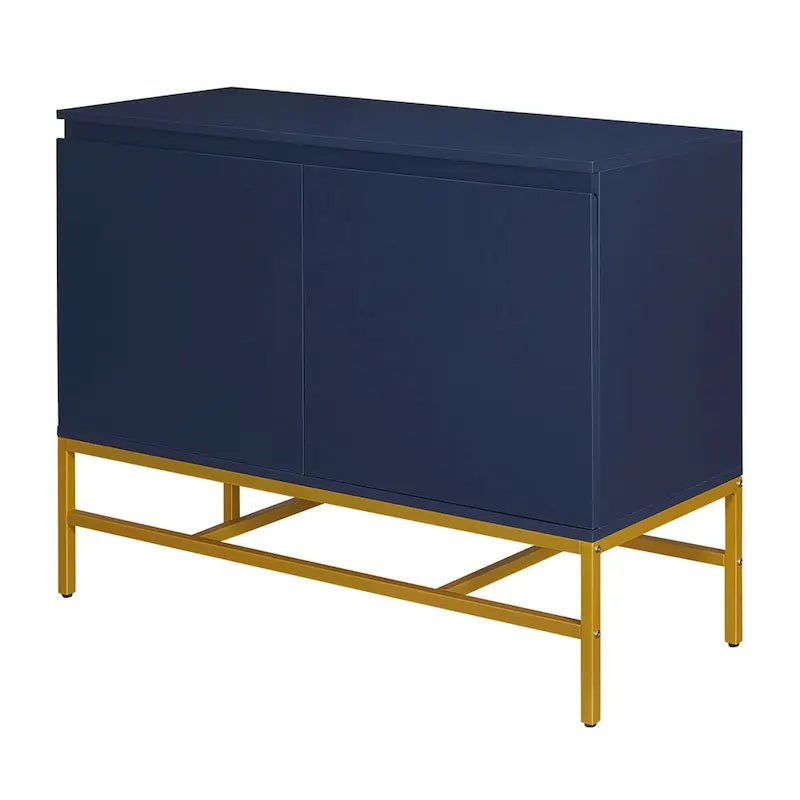 Minimalistisch dressoir met twee deuren en gouden metalen poten