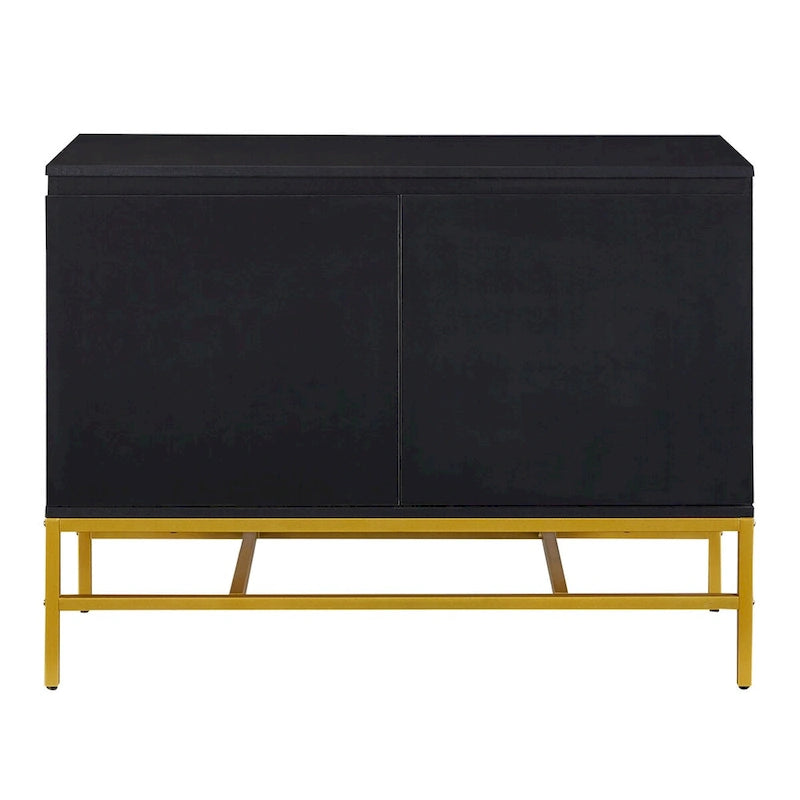 Minimalistisch dressoir met twee deuren en gouden metalen poten