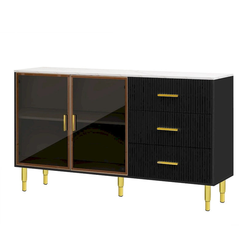 Mueble aparador buffet moderno con patas metálicas doradas