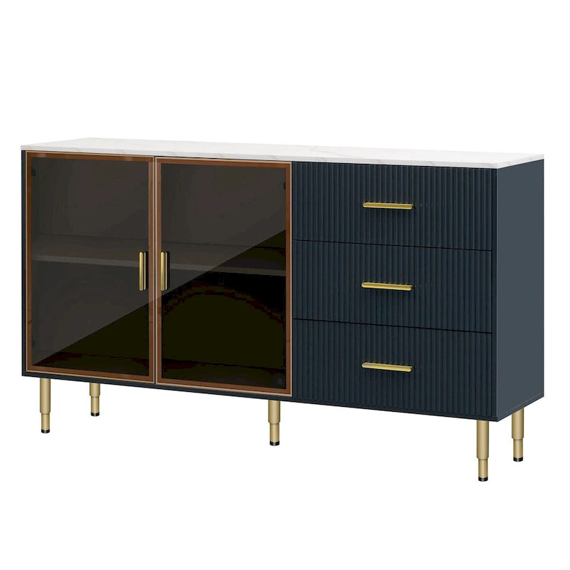 Mueble aparador buffet moderno con patas metálicas doradas