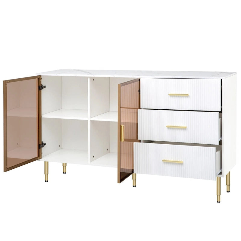 Mueble aparador buffet moderno con patas metálicas doradas