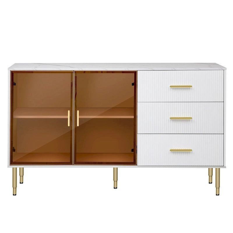 Mueble aparador buffet moderno con patas metálicas doradas