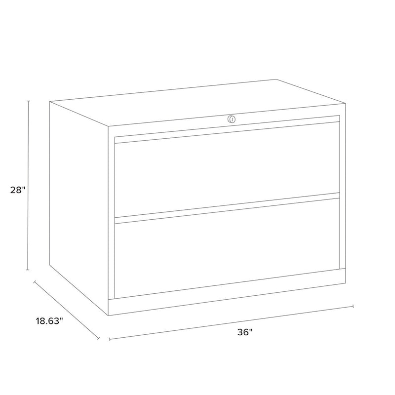 36-Inch Two-Drawer Metal Lateral File Cabinet with Matte Finish