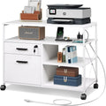 2 Drawer Locking File Cabinet with Charging Station