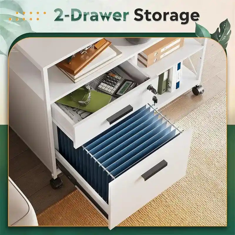 2 Drawer Locking File Cabinet with Charging Station