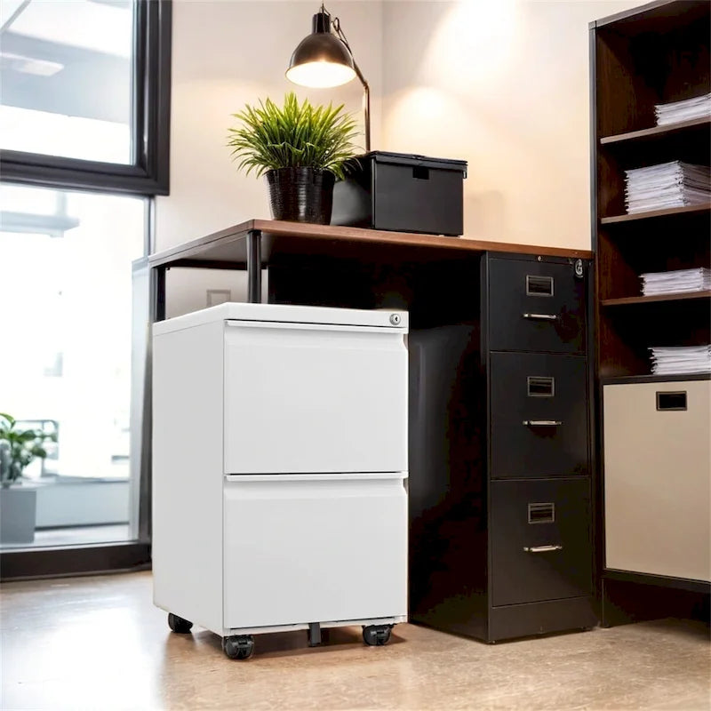 Two-Drawer Lockable Metal Rolling File Cabinet