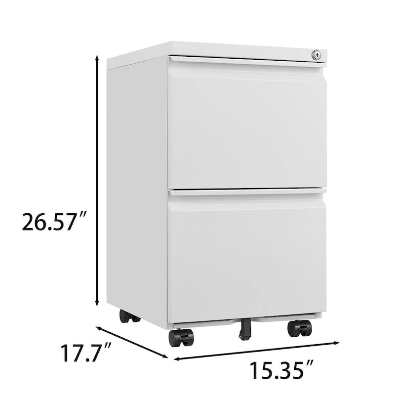 Two-Drawer Lockable Metal Rolling File Cabinet