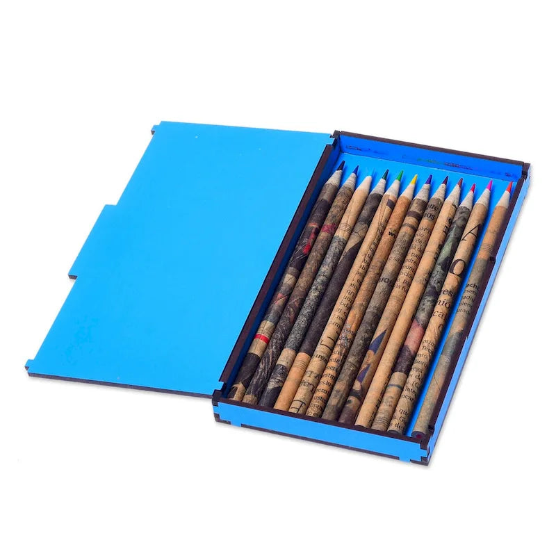 Handmade Recycled Paper Colored Pencils (Set of 12)