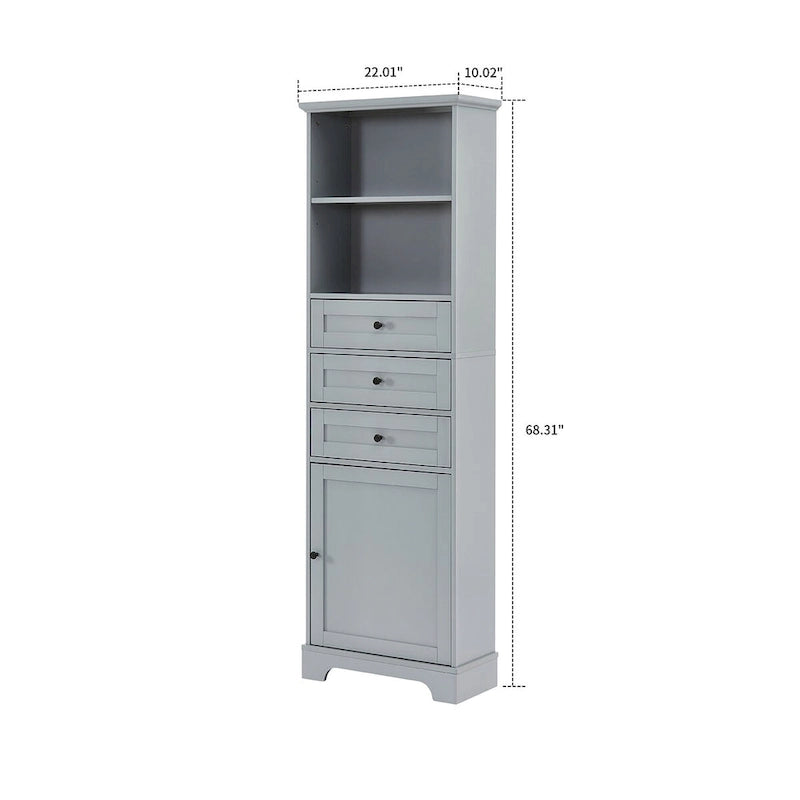 Classic Bathroom Storage Cabinet with Open Shelf and Three Drawers