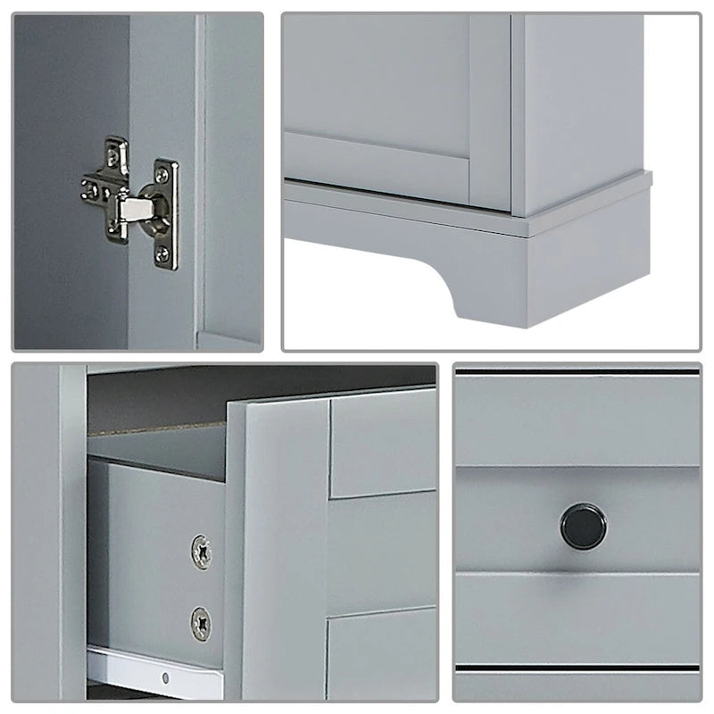 Classic Bathroom Storage Cabinet with Open Shelf and Three Drawers