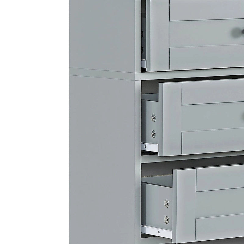 Mueble clásico de almacenamiento para baño con estante abierto y tres cajones