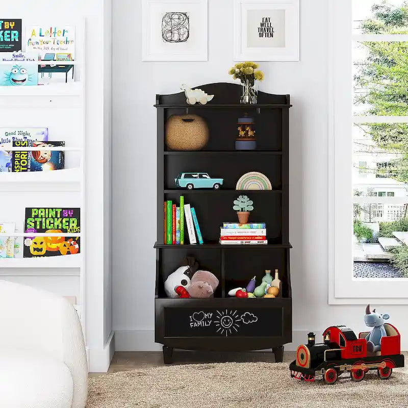 Kids Bookshelf and Toy Storage Cabinet with Open Shelves