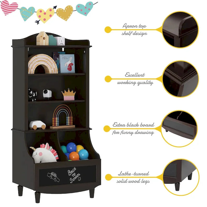 Kids Bookshelf and Toy Storage Cabinet with Open Shelves