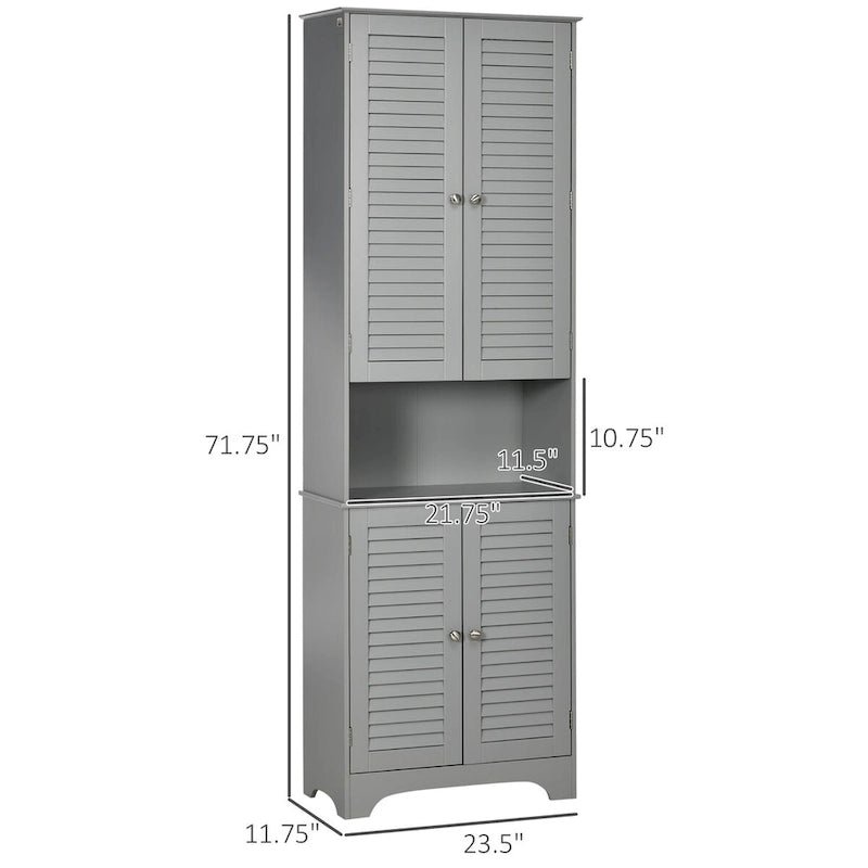 Tall Narrow Bathroom Storage Cabinet with Adjustable Shelf and Countertop