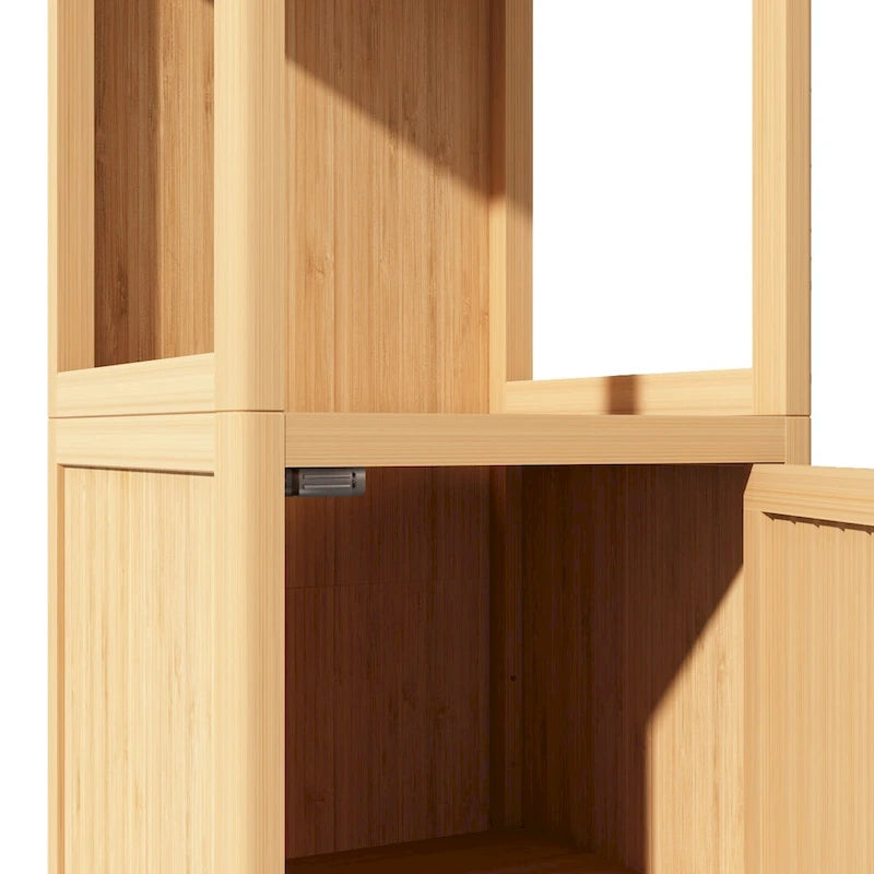 Badezimmer-Hochschrank aus natürlichem Bambus zur Aufbewahrung von Handtüchern