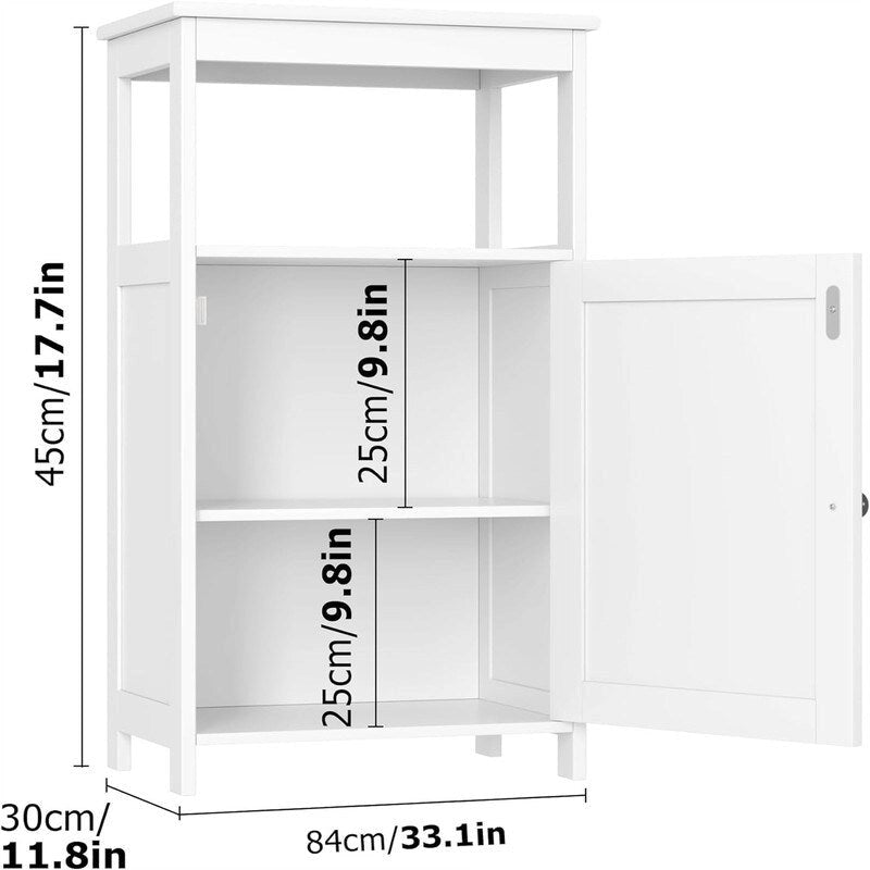 Mobiletto freestanding bianco per bagno con ripiano regolabile