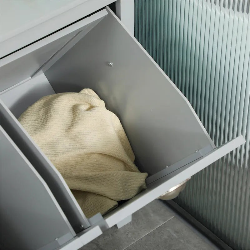 Mueble clasificador de ropa sucia con compartimentos extraíbles