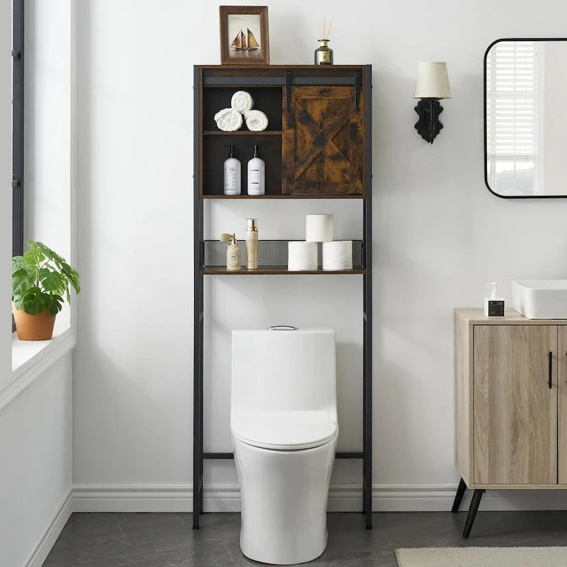 Mueble de almacenamiento sobre el inodoro con puerta corrediza